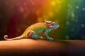 Beautiful rainbow colored salamander, multicolor fantasy insect, AI generative illustration