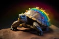 Beautiful rainbow colored tortoise, multicolor fantasy insect, AI generative illustration