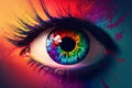 Rainbow human eye, abstract colorful background Royalty Free Stock Photo