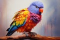 Beautiful rainbow lorikeet parrot sitting on a branch Generative AI Generative AI Royalty Free Stock Photo