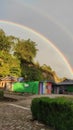 this is a beautiful rainbow that occurs in the evening behind the house