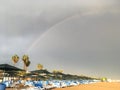 Beautiful rainbow over a deserted Turkish beach