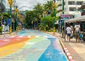 Beautiful rainbow road in Patong, Phuket Island, Thailand