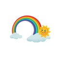 Beautiful rainbow with the sun vector illustration