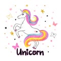 Beautiful rainbow unicorn vector illustration.