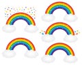 Beautiful rainbows illustrations. Vector icons set.