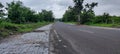 Beautiful rainy sky with asphalt highways road in rural scene Royalty Free Stock Photo