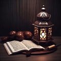 Beautiful Ramadan background with dates lantern