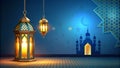 Beautiful ramadan kareem arabic islamic pattern background with lamp Royalty Free Stock Photo