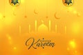 Beautiful ramadan kareem yellow shiny religious background