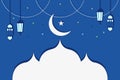 Beautiful Ramadan vector at night. decorated with traditional arabic lamps Royalty Free Stock Photo