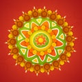 Beautiful rangoli for Happy Diwali celebration. Royalty Free Stock Photo