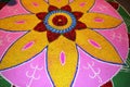 Beautiful Rangoli made by various Flower Color