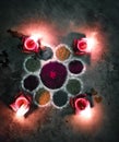 Beautiful rangoli makes on diwali.