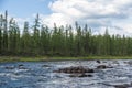 Beautiful rapids on the river. Eastern Siberia.