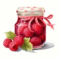 beautiful raspberry jam jar clipart illustration