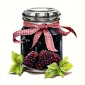 beautiful raspberry jam jar clipart illustration