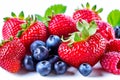 Beautiful raspberry, strawberries and blueberries