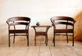 Beautiful rattan chair and table Royalty Free Stock Photo
