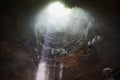 Beautiful ray of light inside Jomblang Cave