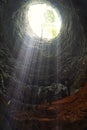 Beautiful ray of light inside Jomblang Cave