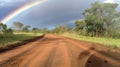 Beautiful real rainbow and dirt road