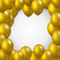 Beautiful realistic celebration vector template greeting card with golden flying party balloons on white background Royalty Free Stock Photo