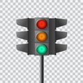 Beautiful realistic colorful front view traffic lights vector on transparent background