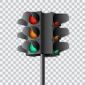 Beautiful realistic colorful perspective view traffic lights vector on transparent background