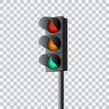 Beautiful realistic colorful perspective view traffic lights vector on transparent background