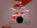 Beautiful realistic design set of drum,music instrument vector concept