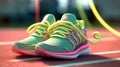 Tying sports shoes. Generative AI