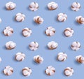 Beautiful realistic seamless cotton pattern isolated on blue background