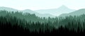 Beautiful realistic widescreen vector with dark green forested mountains