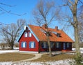 Beautiful rebuild home in village, Lithuania Royalty Free Stock Photo