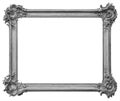 Beautiful rectangular vintage wooden old silver-plated frame, isolated on white Royalty Free Stock Photo