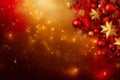beautiful red background with gold christmas elements with space for text