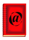Beautiful red book with internet symbol Royalty Free Stock Photo
