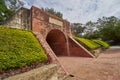 Beautiful red brick tunnel scenic of the Eternal golden castle