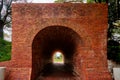 Beautiful red brick tunnel scenic of the Eternal golden castle Royalty Free Stock Photo