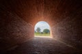 Beautiful red brick tunnel scenic of the Eternal golden castle