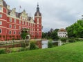 Beautiful red castle of Fuerst Pueckler in Bad Muskau Royalty Free Stock Photo