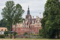 Beautiful red castle of Fuerst Pueckler in Bad Muskau Royalty Free Stock Photo