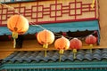 Beautiful red Chinese lanterns in Chinatown of Los Angeles