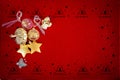 Beautiful Red Christmas background with various Gold decorations and place for your text