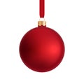 Beautiful red christmas ball, matted color