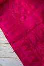 Beautiful red cotton sari on a background Royalty Free Stock Photo