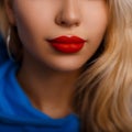 Beautiful red female lips. Fashion makeup close up Royalty Free Stock Photo