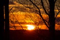 Beautiful red fiery sunset