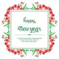 Beautiful red flower frame background, for element design of card happy new year. Vector Royalty Free Stock Photo